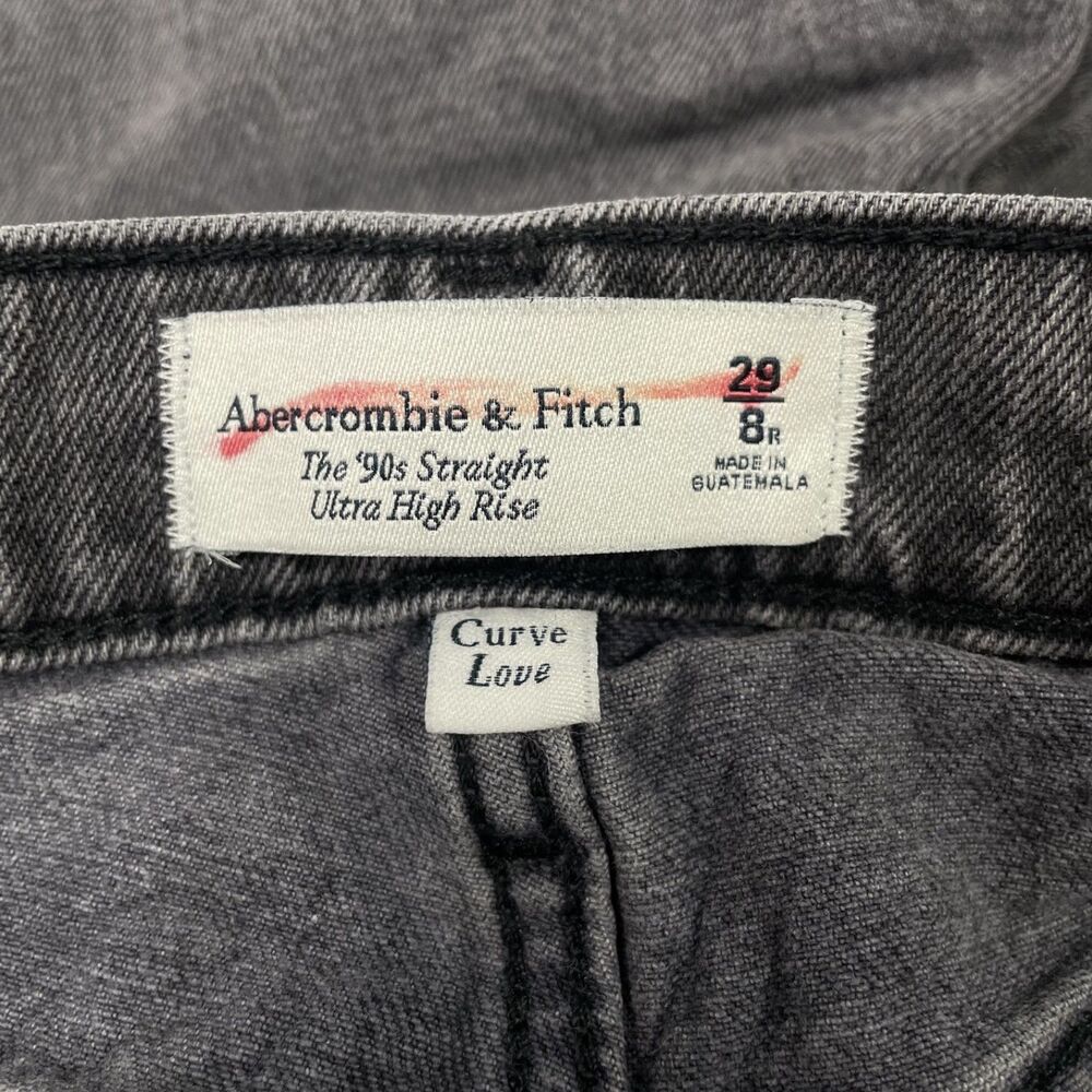 Abercrombie & Fitch Women's 8 / 29R Black 90's Straight Ultra Rise Denim Jeans - Picture 4 of 6